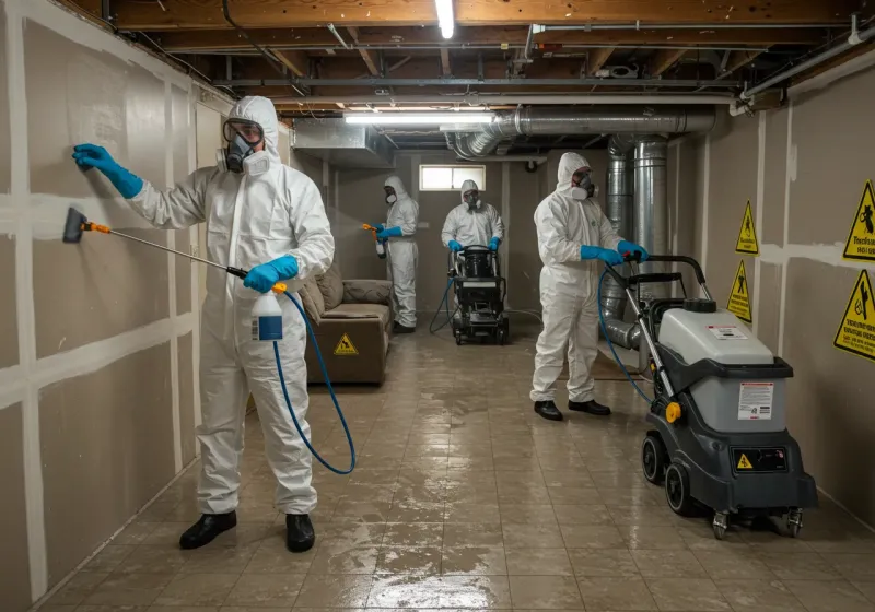 Basement Moisture Removal and Structural Drying process in Stallings, NC